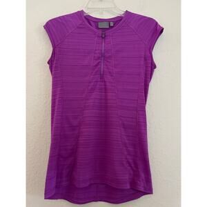 Athleta Pacifica UPF Tank 2 Womens Size S Purple 1/4 Zip Pocket Workout Cycling
